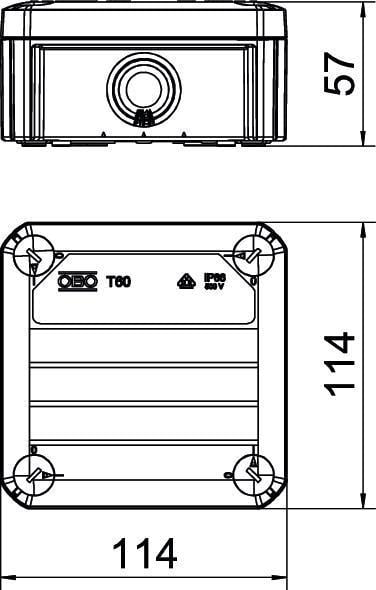 Розподільча коробка OBO bettermann Т60 зовнішня 7 герметичних вводів IP66 PP 114х114х57 мм (2007466) - фото 2
