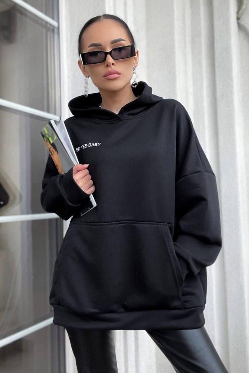 Худі жіноче трикотажне S-L Чорний (169023) Худі жіноче трикотажне S-L Чорний (169023)