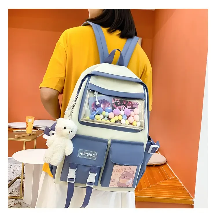 Шкільний набір для дівчинки-підлітка SG406-2 4в1 портфель/пенал/косметичка/сумка-шоппер Білий/Блакитний (DR014351) - фото 2