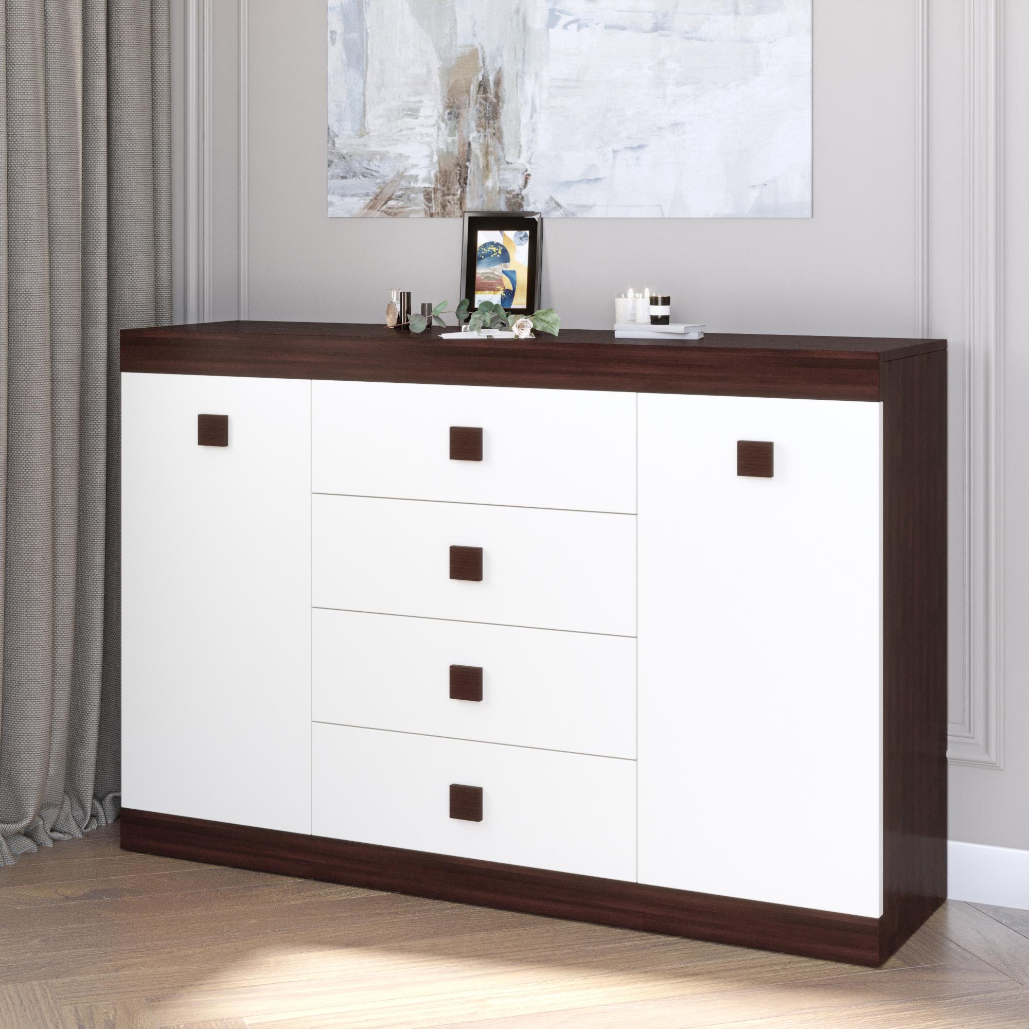 Комод Эверест на 4 ящика Соната-8 140х38х94 см Белый - фото 1