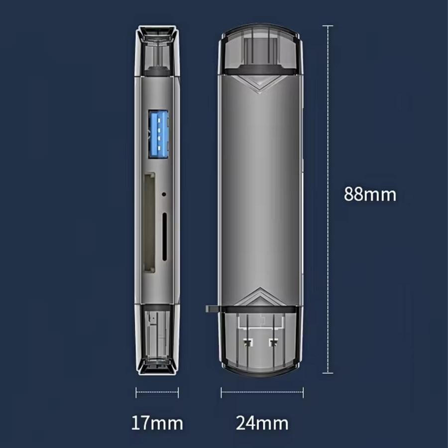Кардридер U&P USB Type-C/USB 3.0/Micro USB-microSD/SD/USB 3.0 OTG Grey (SSE-U08-GY) - фото 10 Кардридер U&P USB Type-C/USB 3.0/Micro USB-microSD/SD/USB 3.0 OTG Grey (SSE-U08-GY) - фото 10