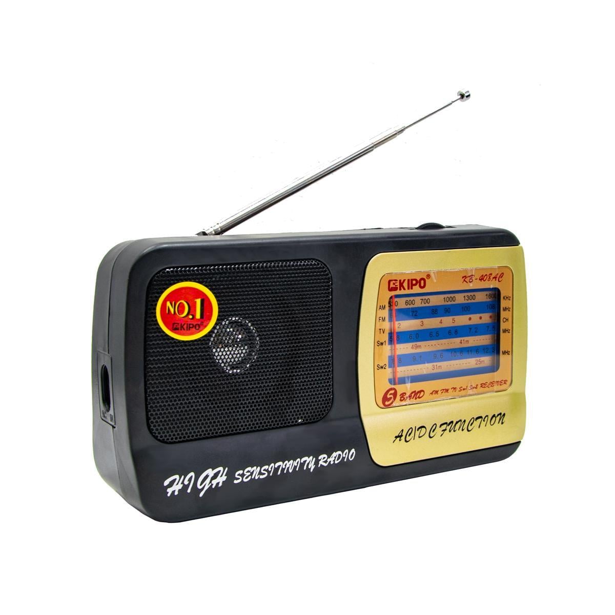 Радиоприемник KIPO KB-408AC 5 диапазонов FM/AM/SW/TV 2 Вт Черный (ML-06824)