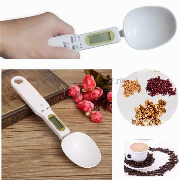 Ложка-весы электронная мерная Digital Spoon Scale с LCD дисплеем до 500 г Белый - фото 5 Ложка-весы электронная мерная Digital Spoon Scale с LCD дисплеем до 500 г Белый - фото 5