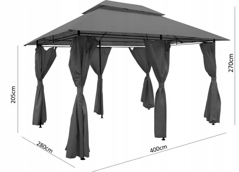 Павільон садовий GardenLine ORION 280х400 см Grey (62cc0a2a4bfbcd60ef77d5a3) - фото 2 Павільон садовий GardenLine ORION 280х400 см Grey (62cc0a2a4bfbcd60ef77d5a3) - фото 2