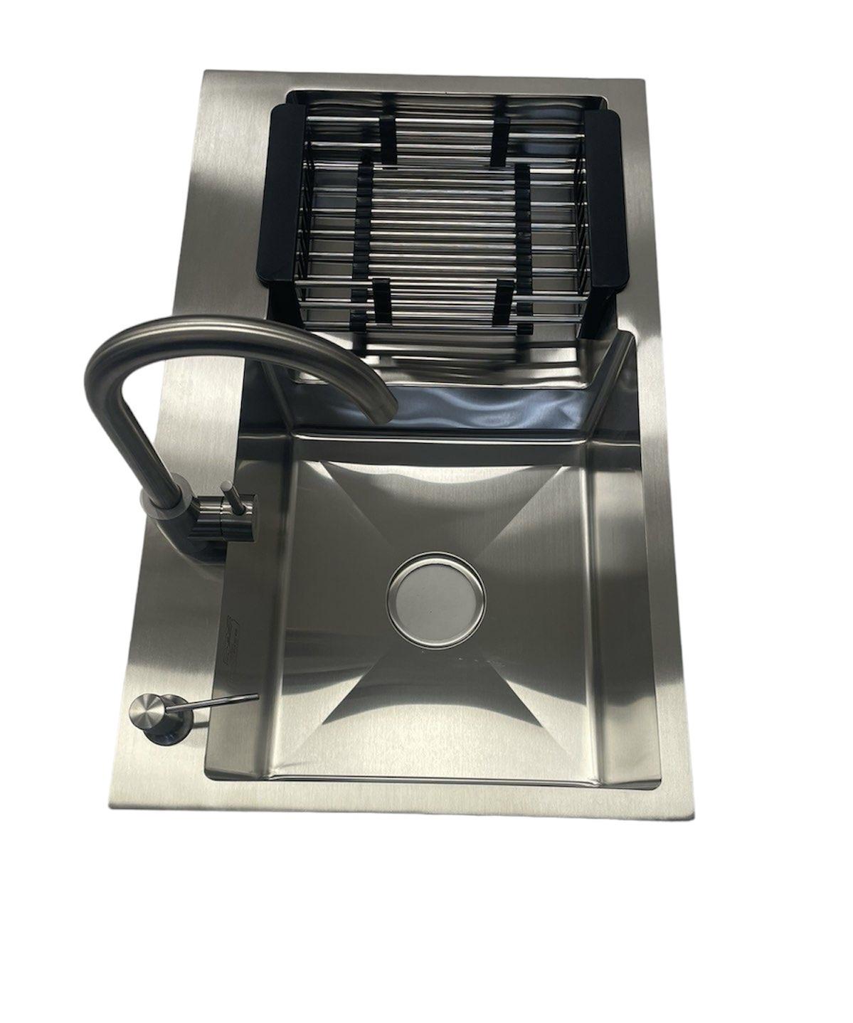 Мойка Kroner 7848LHM левая и смеситель для кухни Kroner KRP Edelstahl Klassisch-ESG035