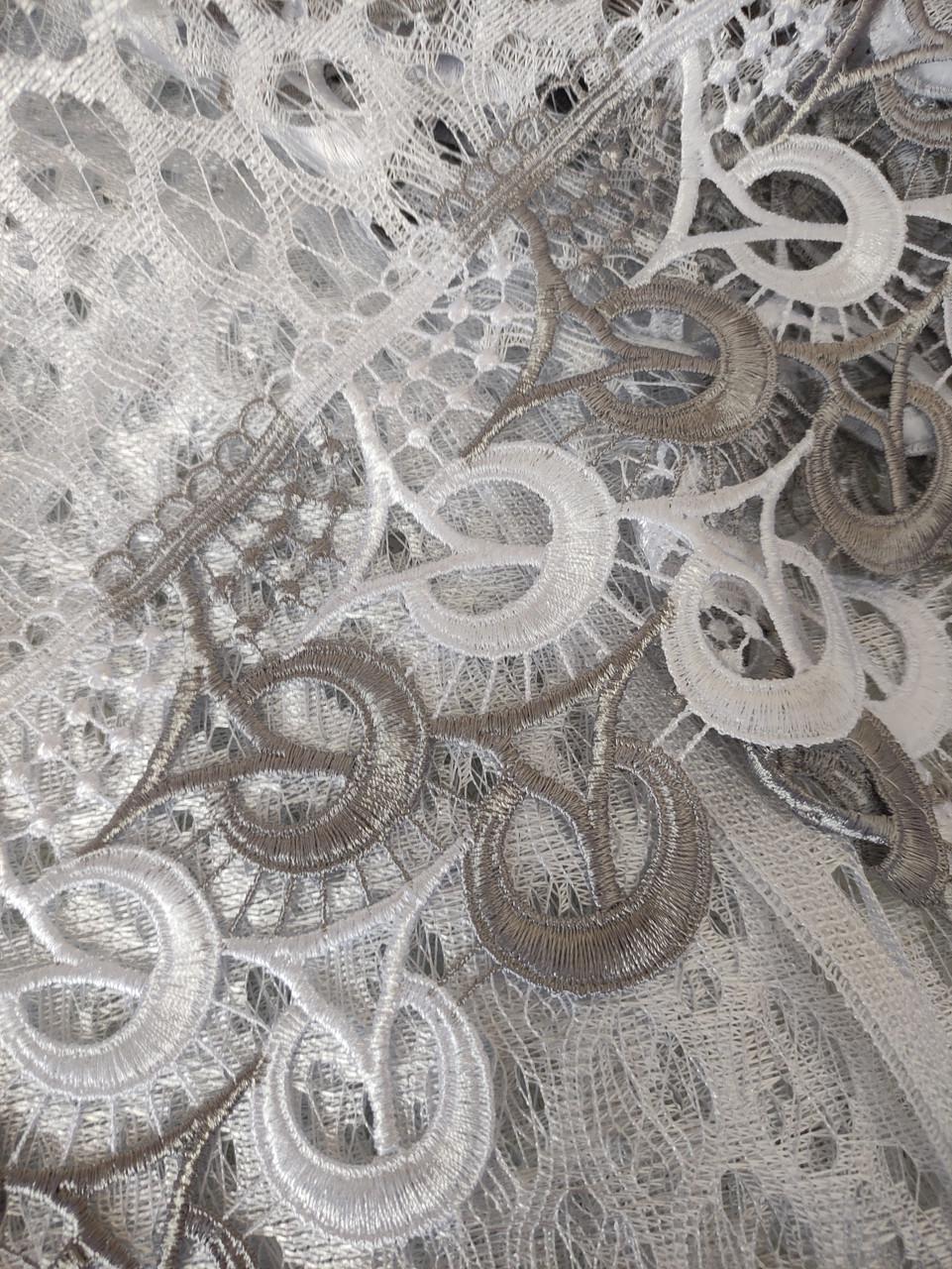Тюль-сетка аркой с кружевом 280х160 см Белый/Серый (ас10б-23) - фото 4 Тюль-сетка аркой с кружевом 280х160 см Белый/Серый (ас10б-23) - фото 4