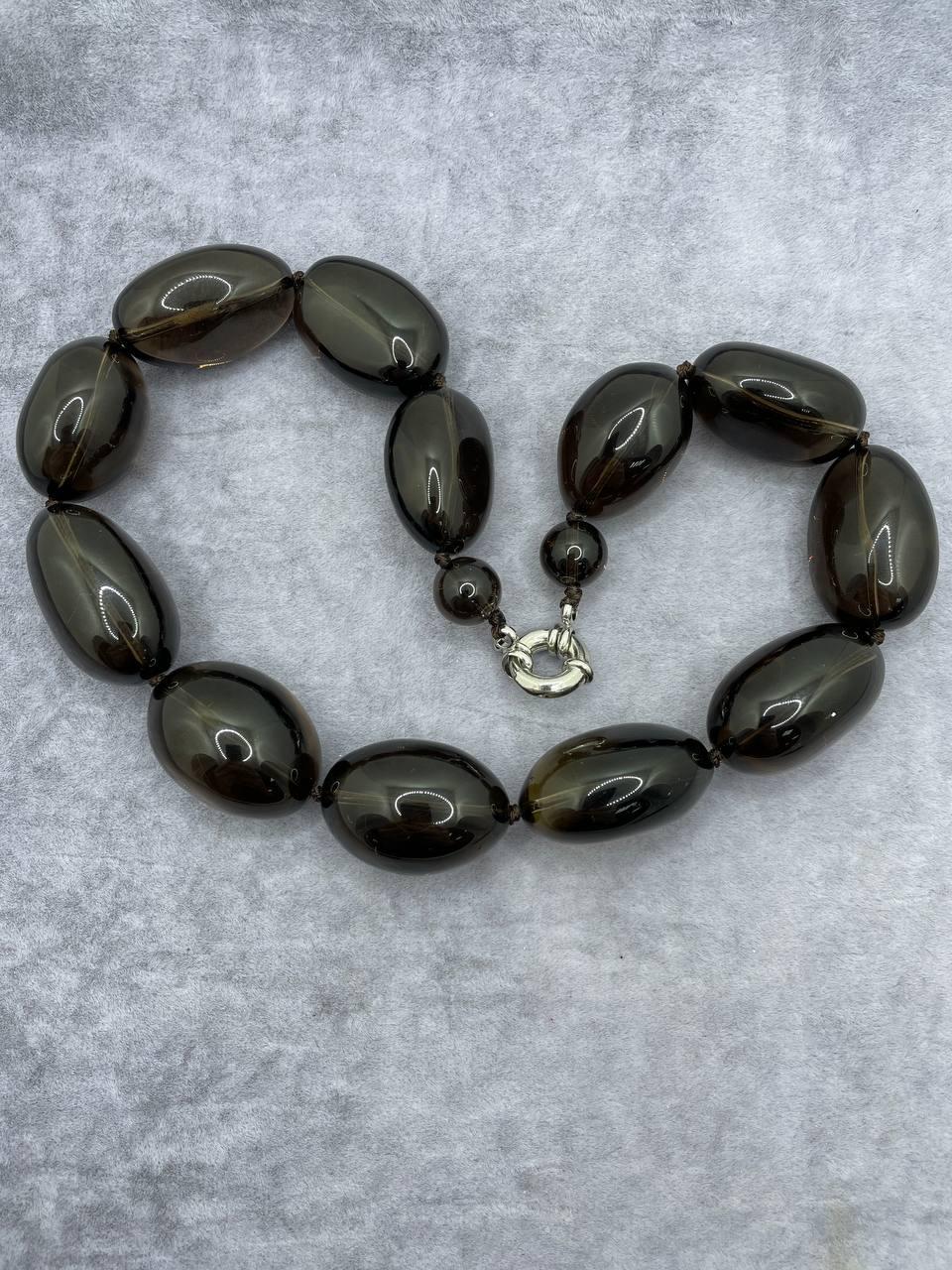 Бусы дымчатый кварц 50 см Коричневый (9755)