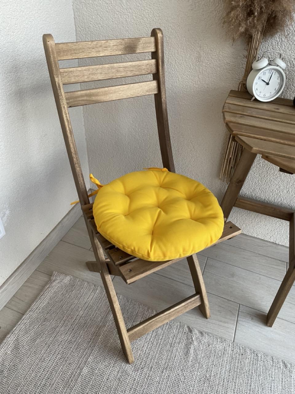 Подушка на стул с завязками круглая Color 40х40х5 см Желтый - фото 4 Подушка на стул с завязками круглая Color 40х40х5 см Желтый - фото 4