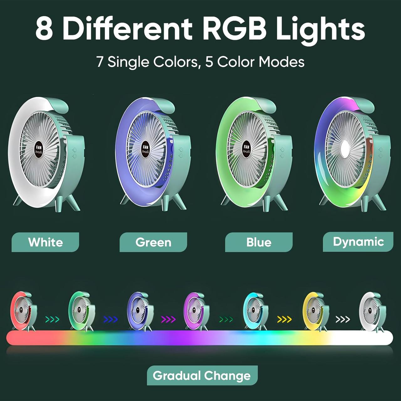 Вентилятор настольный с LED подсветкой RGB/на аккумуляторе/USB (MX-00009125) - фото 2 Вентилятор настольный с LED подсветкой RGB/на аккумуляторе/USB (MX-00009125) - фото 2