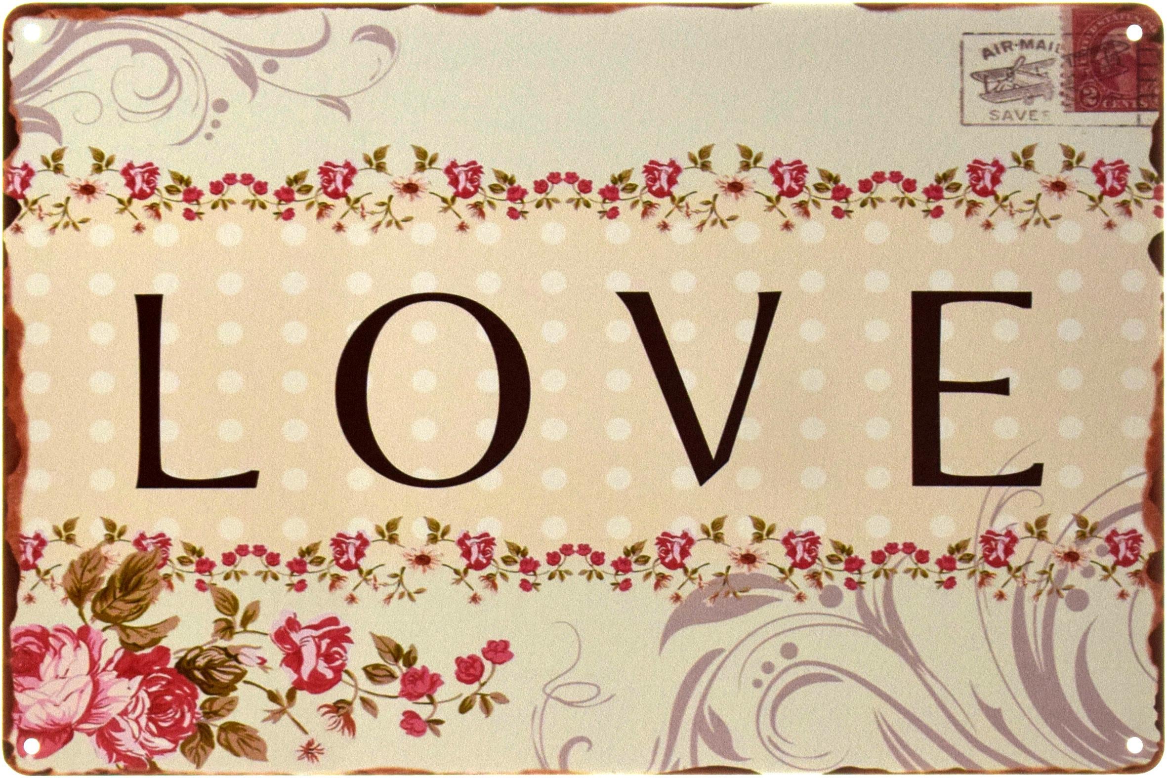 Табличка металева Любов/Love Vintage 20x30 см