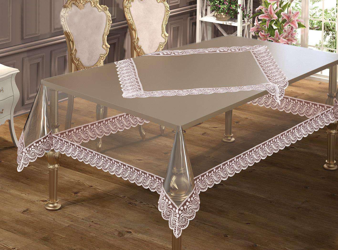 Силиконовая скатерть с кружевом Maison Royale 160x220 Zaliv Powder (CN3521)