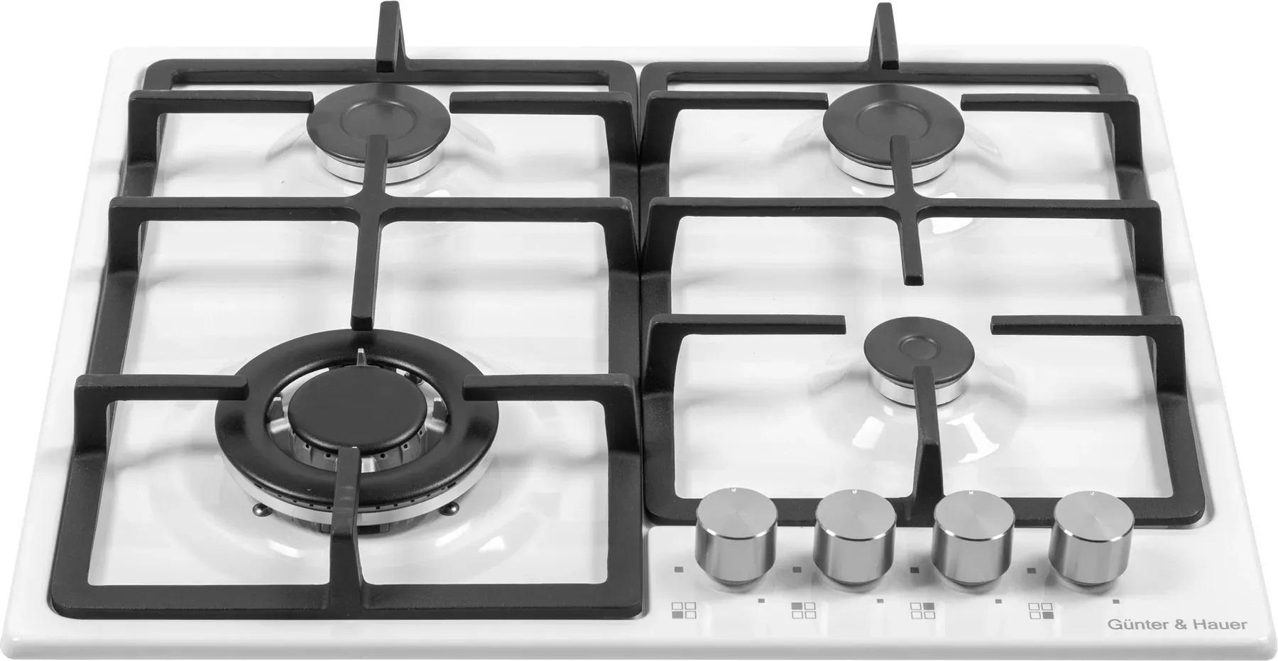 Газова поверхня Gunter&Hauer GH 608 W стильна з чавунними решітками Білий - фото 7