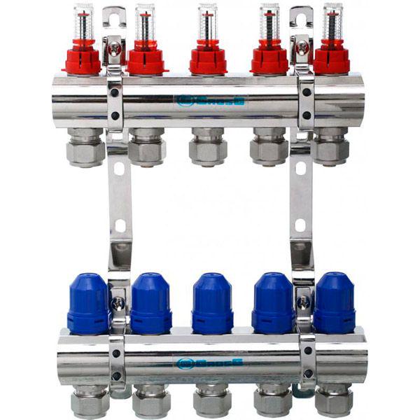 Колектор Gross з вимірювачем витрат та регуляторами та кріпленням 8504 1″х5 (000020667) - фото 2 Колектор Gross з вимірювачем витрат та регуляторами та кріпленням 8504 1″х5 (000020667) - фото 2