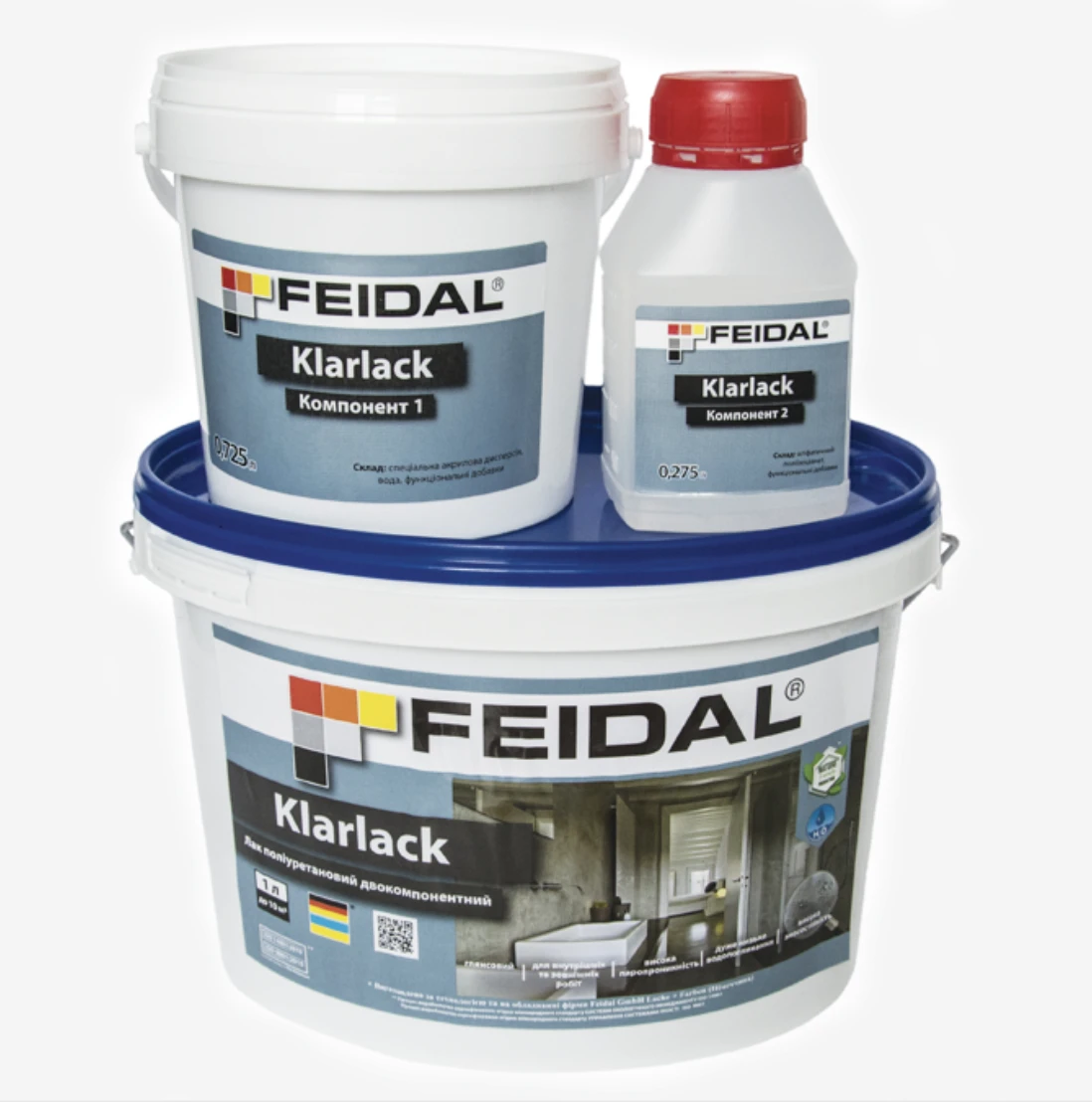 Двухкомпонентный полиуретановый лак на водной основе Feidal Klarlack глянцевый 1 л (2034870097) Двухкомпонентный полиуретановый лак на водной основе Feidal Klarlack глянцевый 1 л (2034870097)