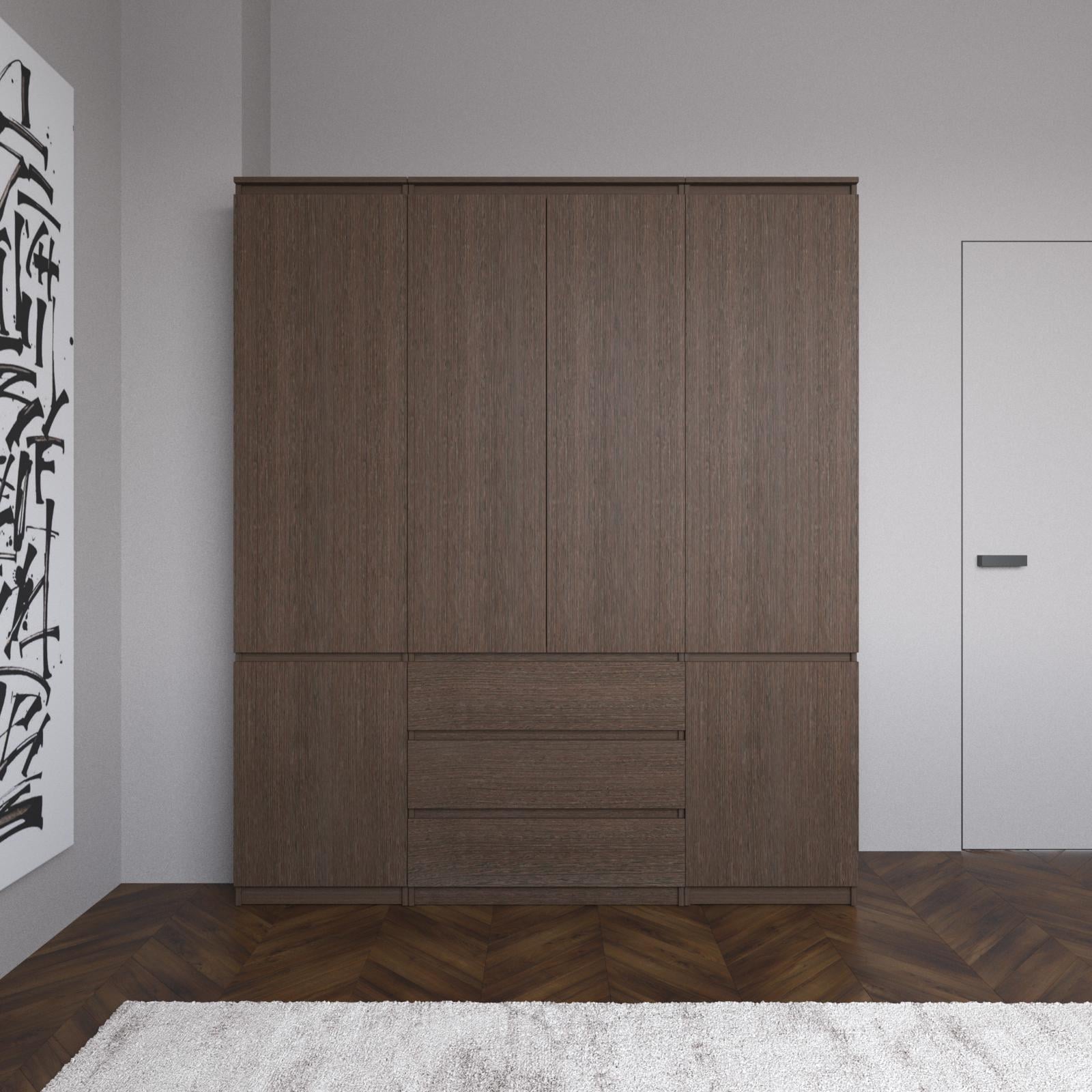 Комплект мебели шкаф для одежды T-211/два шкафа-пенала T-217 1803х502х2117 мм Венге Магия