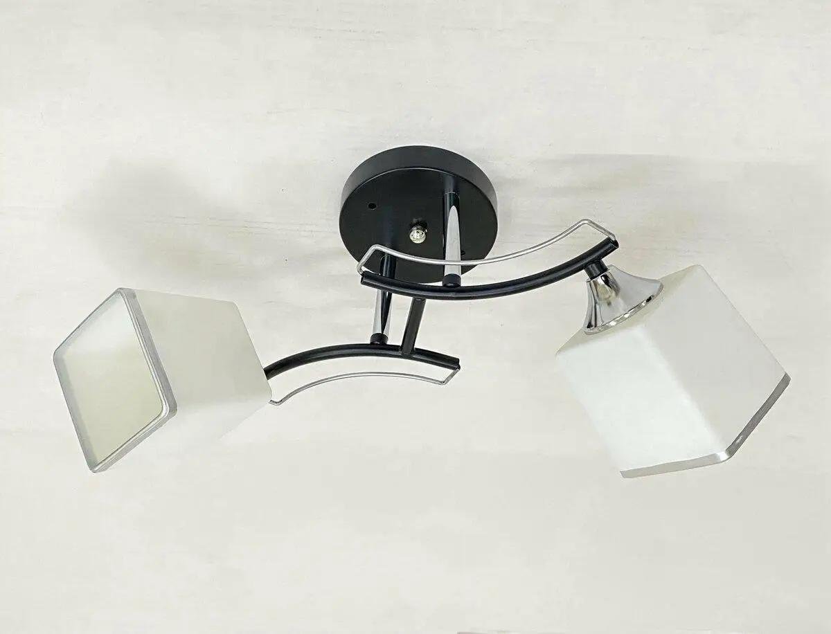 Люстра потолочная Valeso 6954B/2 на 2 плафона Черный/Хром (00000139691)