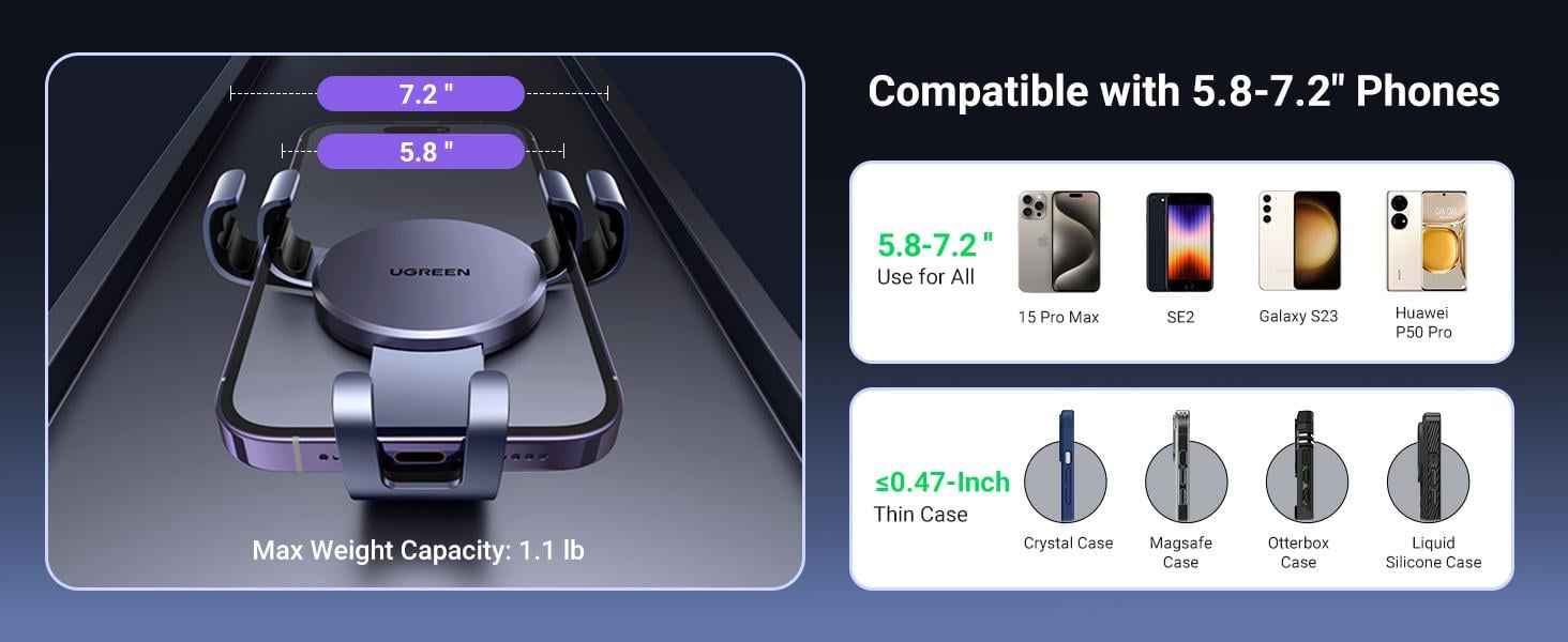 Держатель для телефона в машину UGREEN LP130 алюминиевый на вентиляционную сетку Space Grey (15233) - фото 3 Держатель для телефона в машину UGREEN LP130 алюминиевый на вентиляционную сетку Space Grey (15233) - фото 3