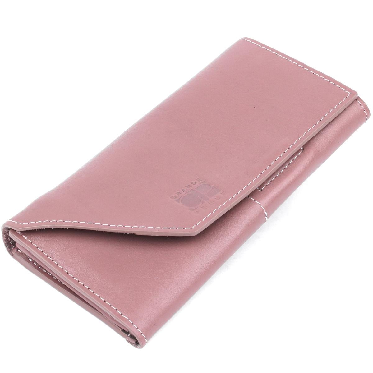 Кошелек женский Grande Pelle 11577 из натуральной кожи Розовый