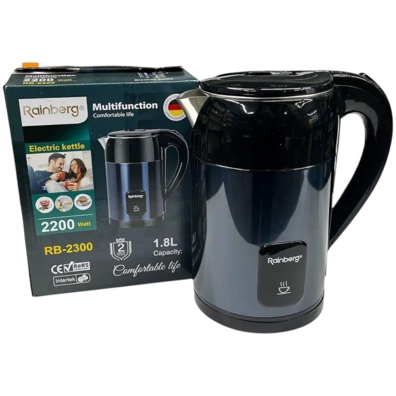 Чайник электрический Rainberg RB-2300 1,8 л из нержавеющей стали 2200 Вт Синий (2568229887)