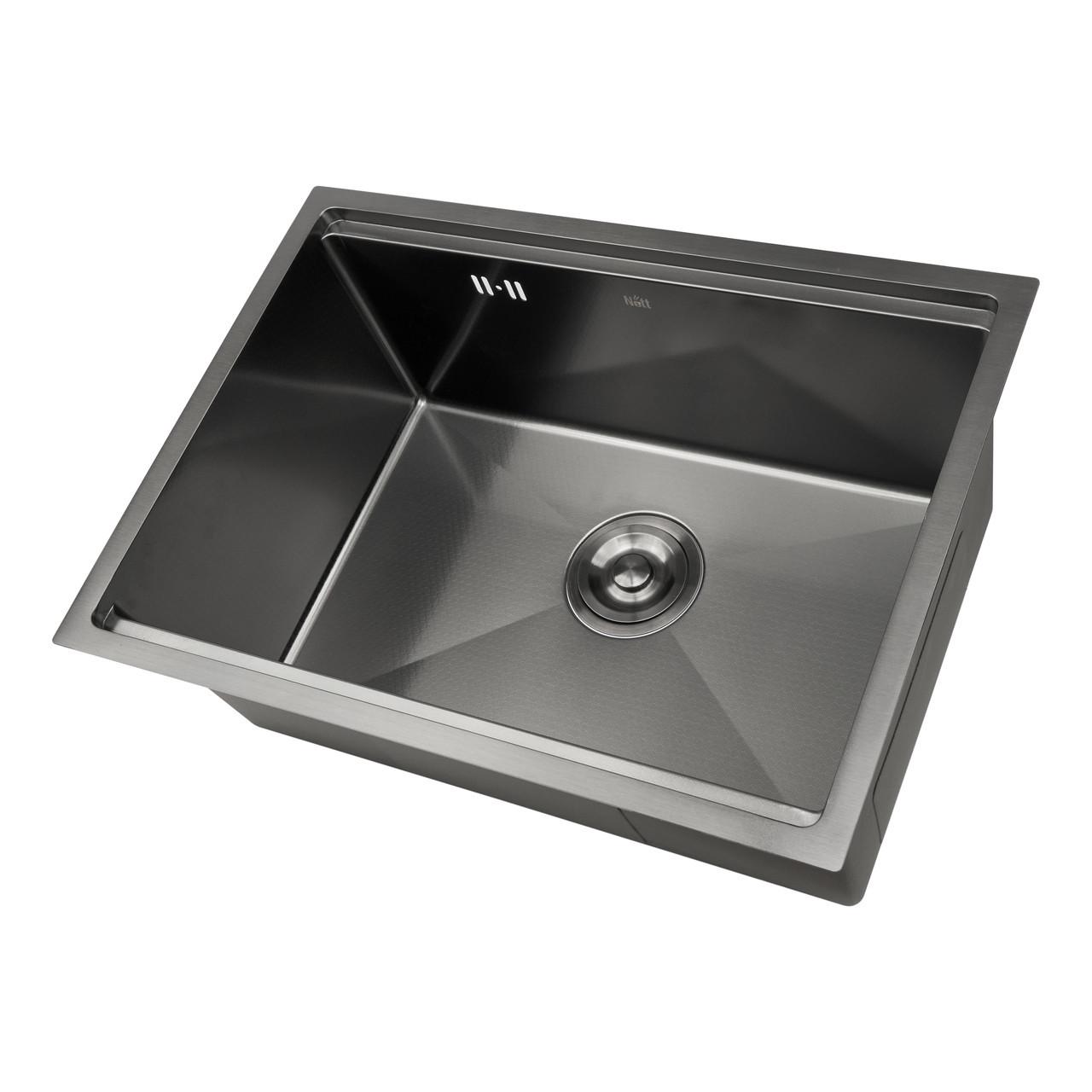 Мийка для кухні під стільницю Nett NBS-5742 декорована з PVD-покриттям Чорний (2999642976)