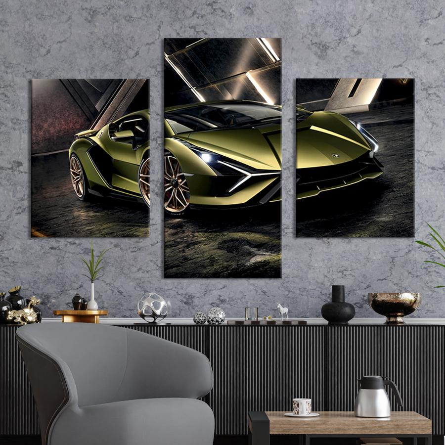Картина на холсте триптих Итальянский автомобиль Lamborghini 96x60 см (1338-32)