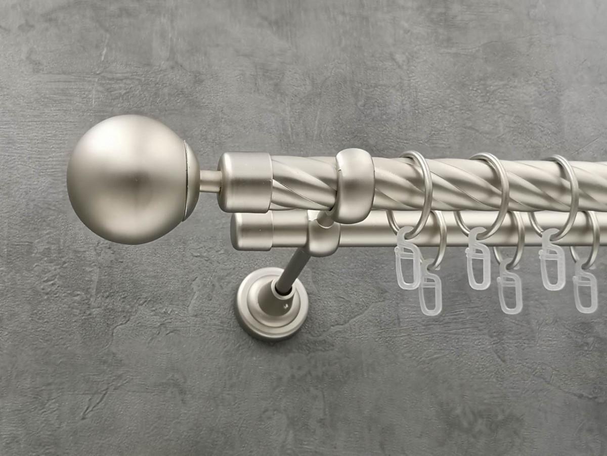 Карниз Quadrum Шар витая штанга двойной открытый 25/19 мм 320 см Сатин (264770831)