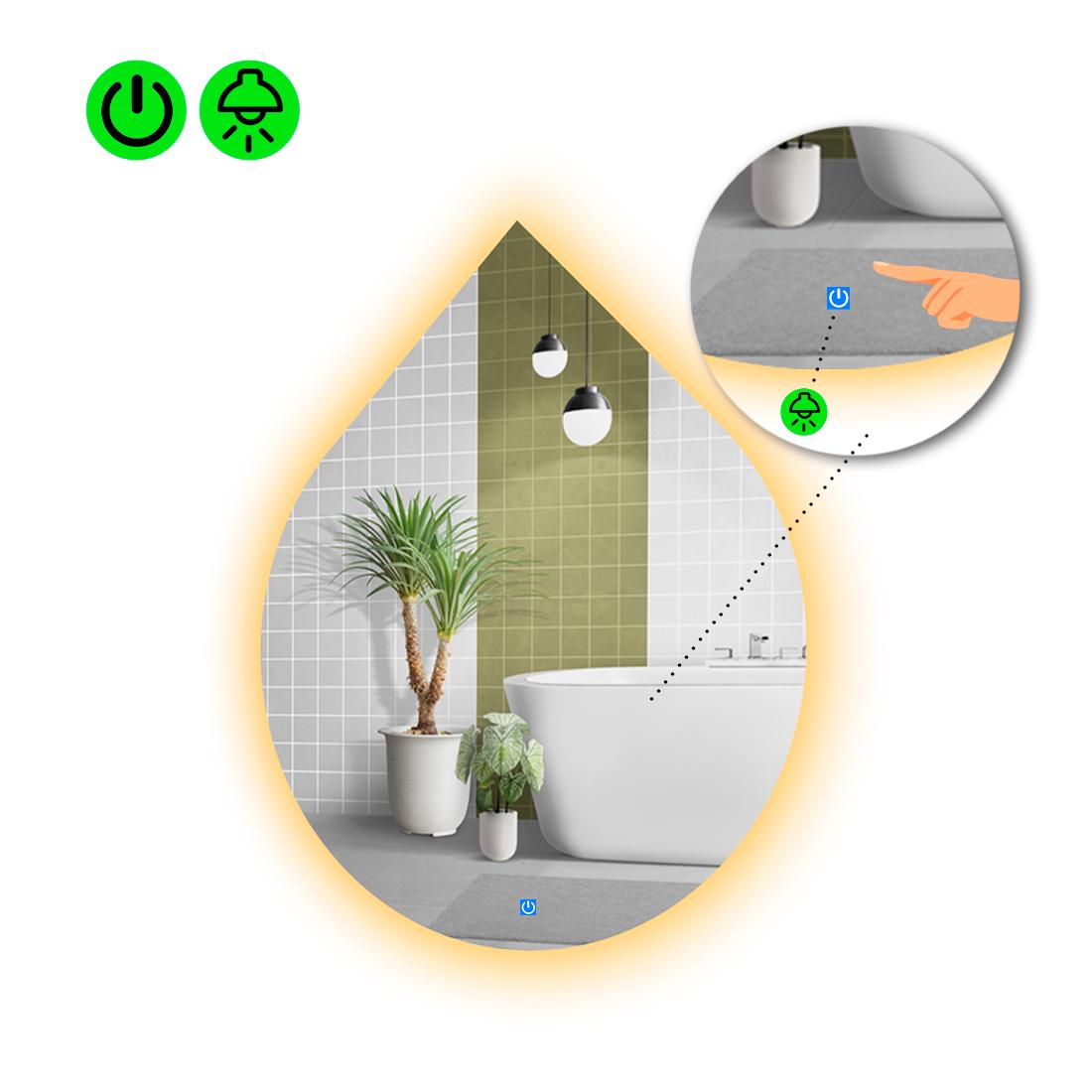 Зеркало с LED подсветкой Goccia 2 с сенсорной кнопкой управления 140x110 см