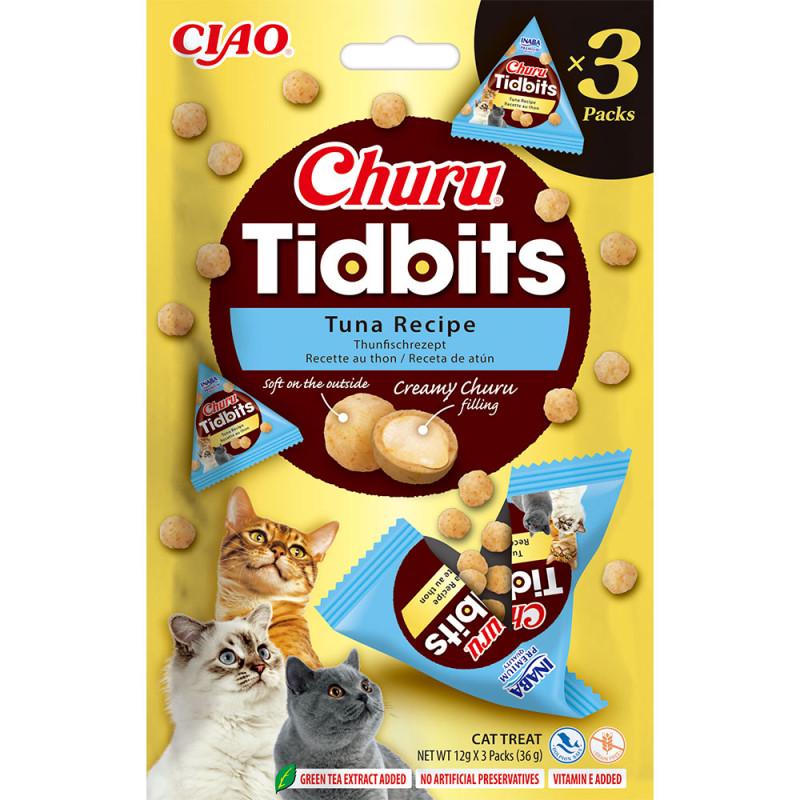 Ласощі для котів INABA Churu Tidbits Запечені кульки з кремовою начинкою Рецепт з тунцем 3 шт. (3189952118)