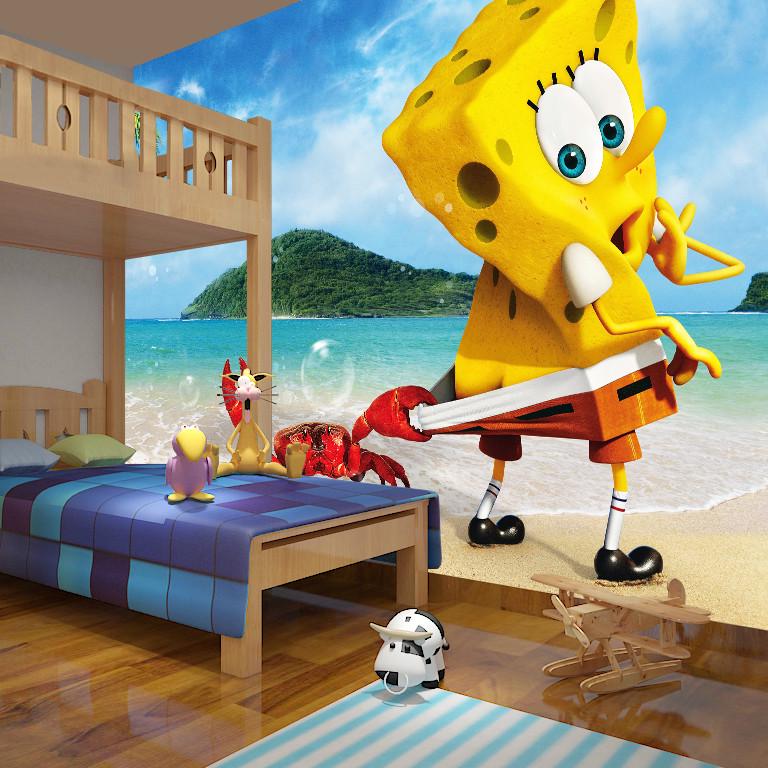 Фотообои 3D для детской комнаты Губка Боб