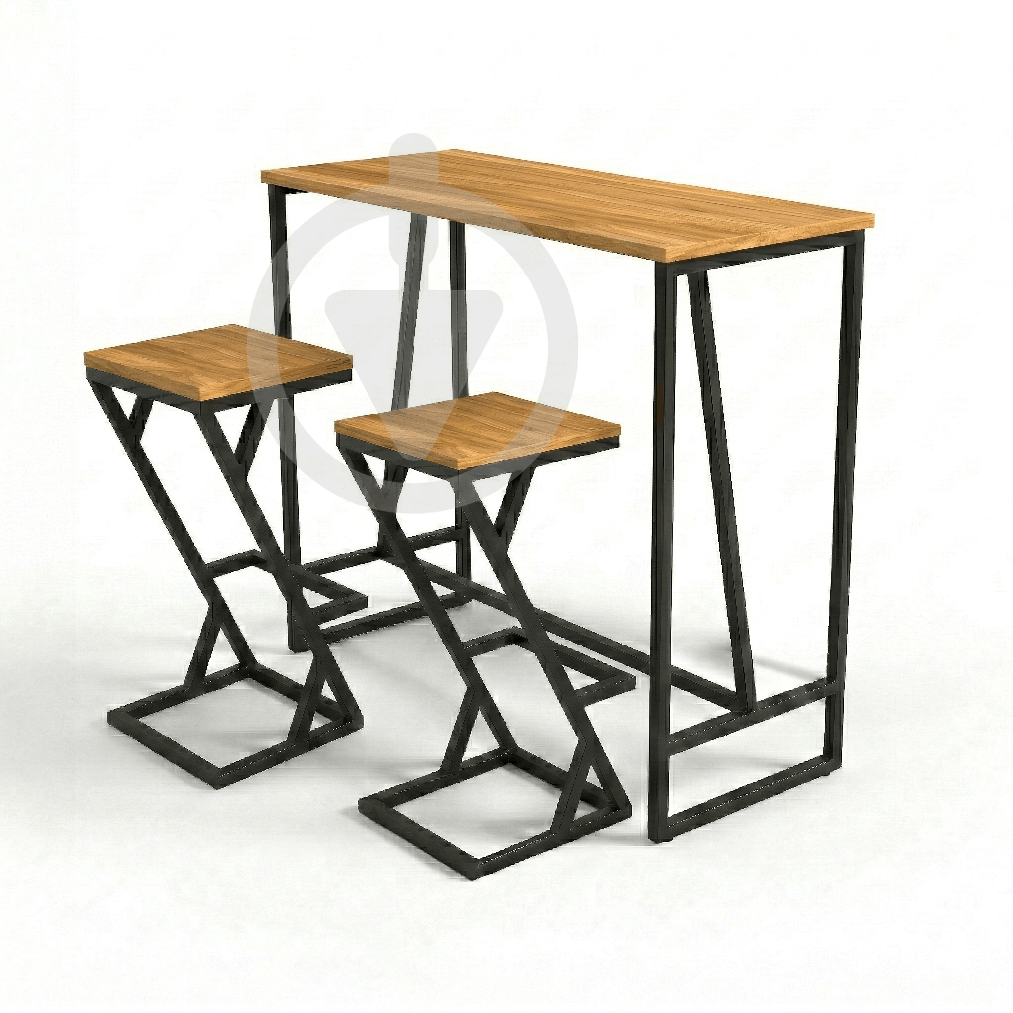 Барный стол со стульями AVVS Лофт 1110х470 мм натуральное дерево 20 мм/металлический каркас Черный/Дуб Барный стол со стульями AVVS Лофт 1110х470 мм натуральное дерево 20 мм/металлический каркас Черный/Дуб