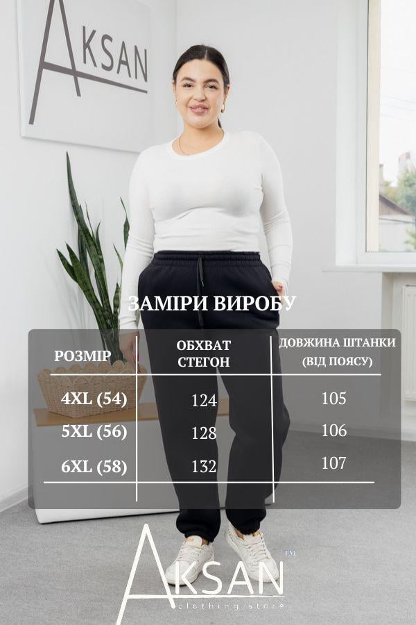 Штани жіночі зимові AKSAN байкові 4XL Чорний (25.2802_black_54(4XL)) - фото 4
