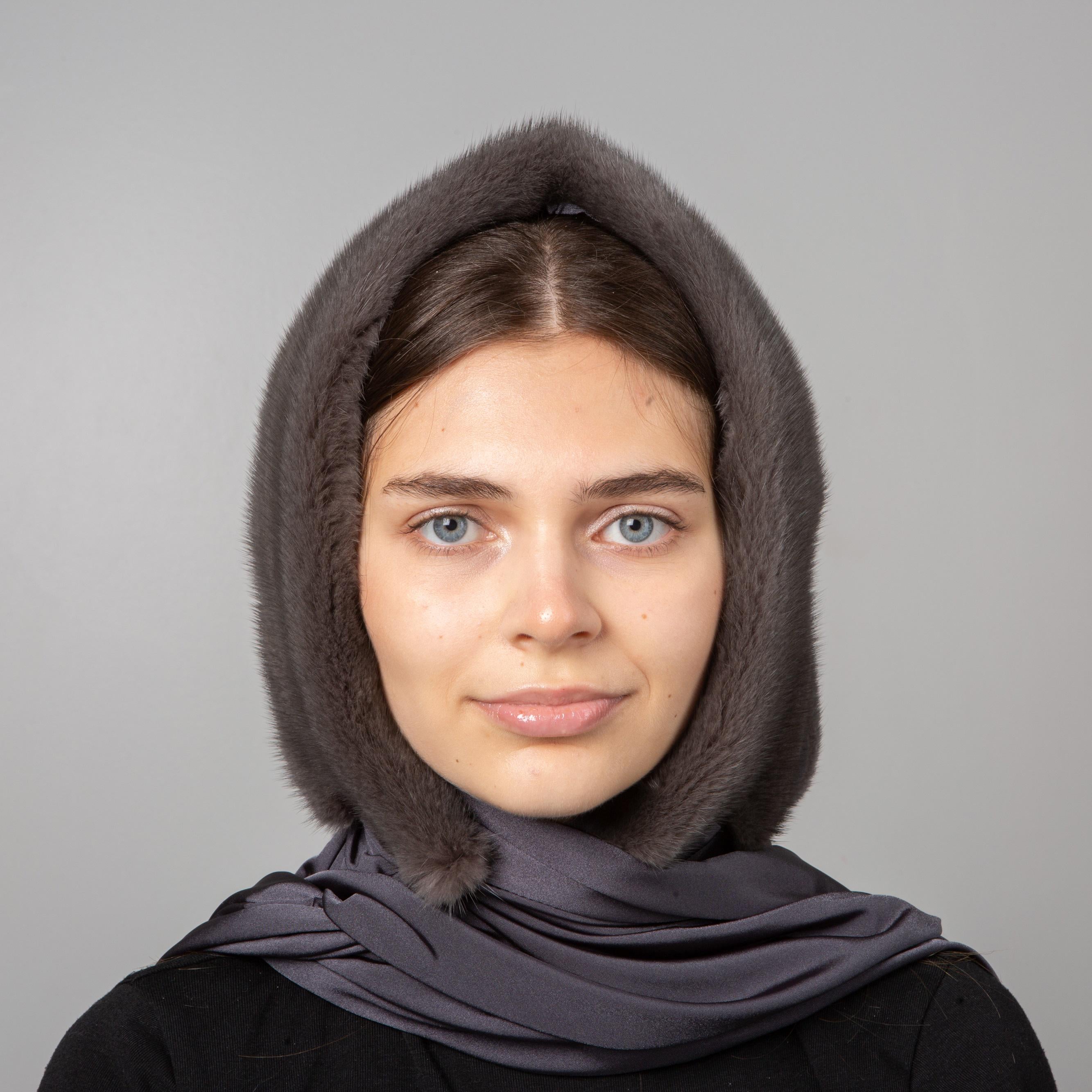 Платок женский Меховой стиль Паук из натурального меха норки One size Серый (001/Z)