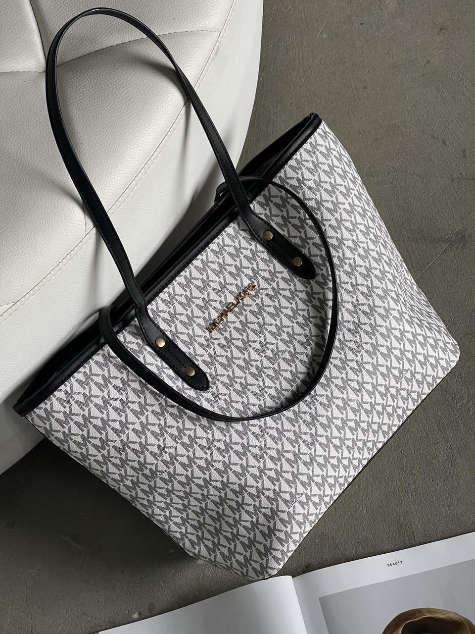 Сумка женская шоппер Michael Kors на плечо ручки Белый/Черный (2786311983)