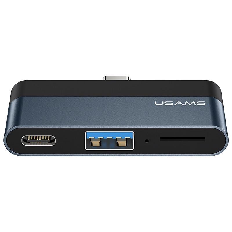 Перехідник HUB Usams US-SJ491 Type-C Mini Hub Type-C+USB+Micro SD Темно-сірий (00000049255_1)