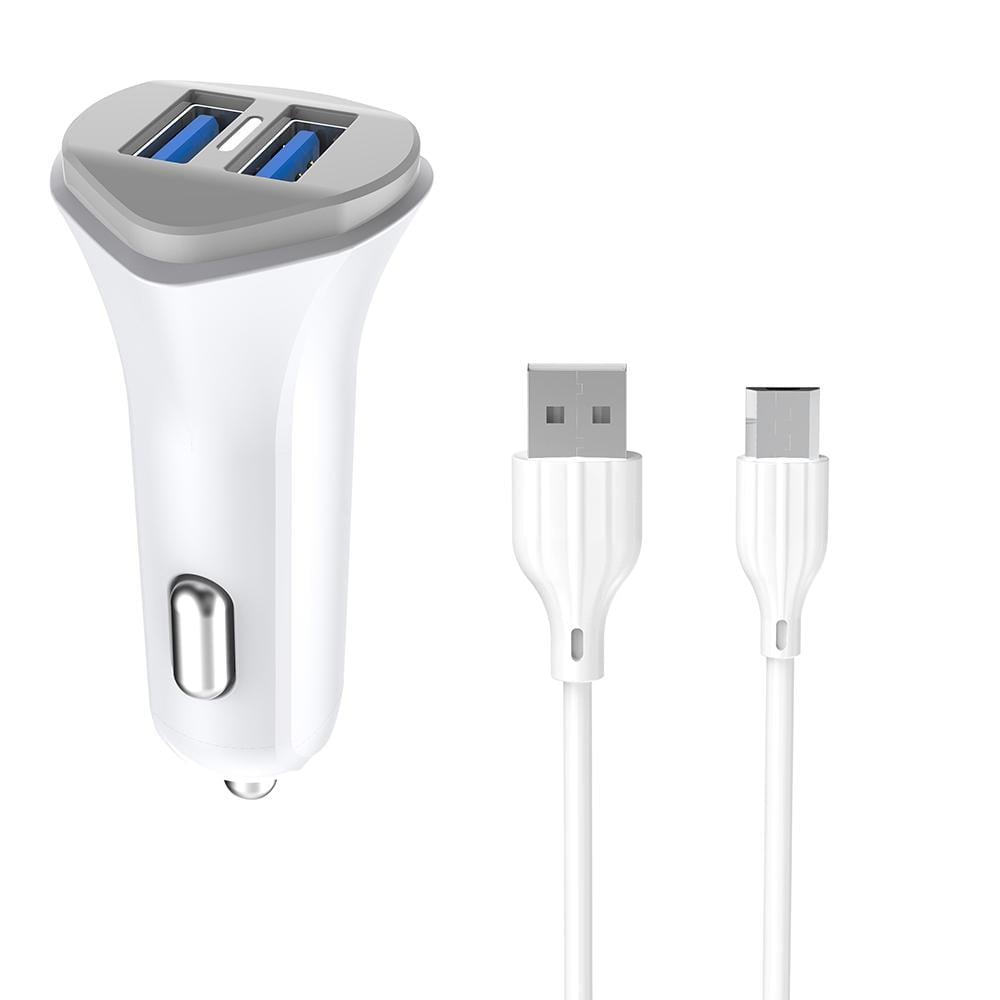 Автомобільний зарядний пристрій Aspor A903 2USB/3,4A та USB кабель Micro Білий (920032)