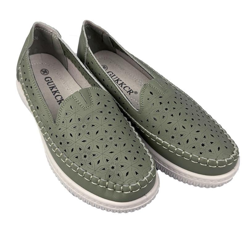 Мокасины женские перфорированная кожа 2005р. 40 25 см Зеленый