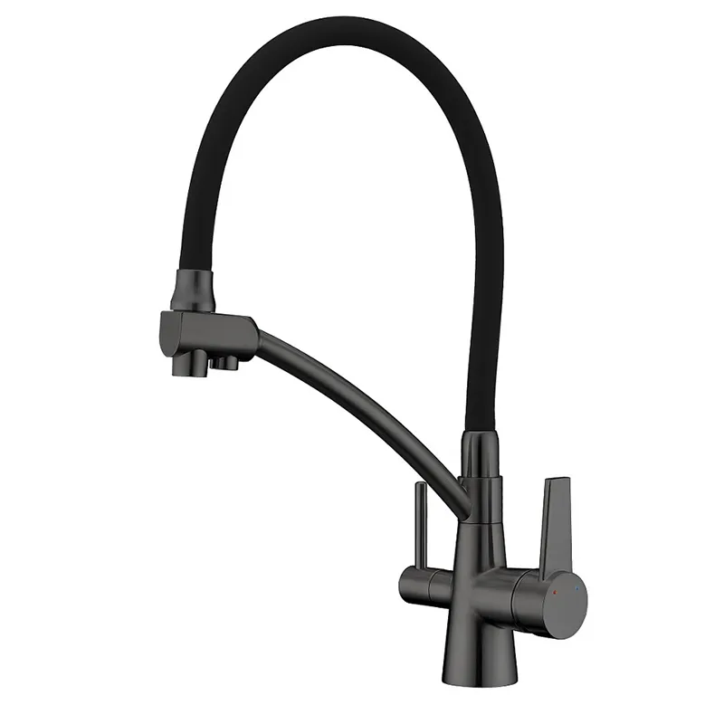 Смеситель для кухни KOER KB-72003-07 с силиконовым изливом и выходом для питьевой воды (KR3377)