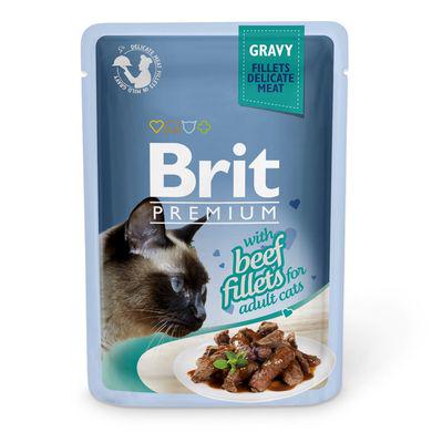 Влажный корм для кошек Brit Premium Cat Beef Fillets Gravy pouch 85 г Филе говядины в соусе