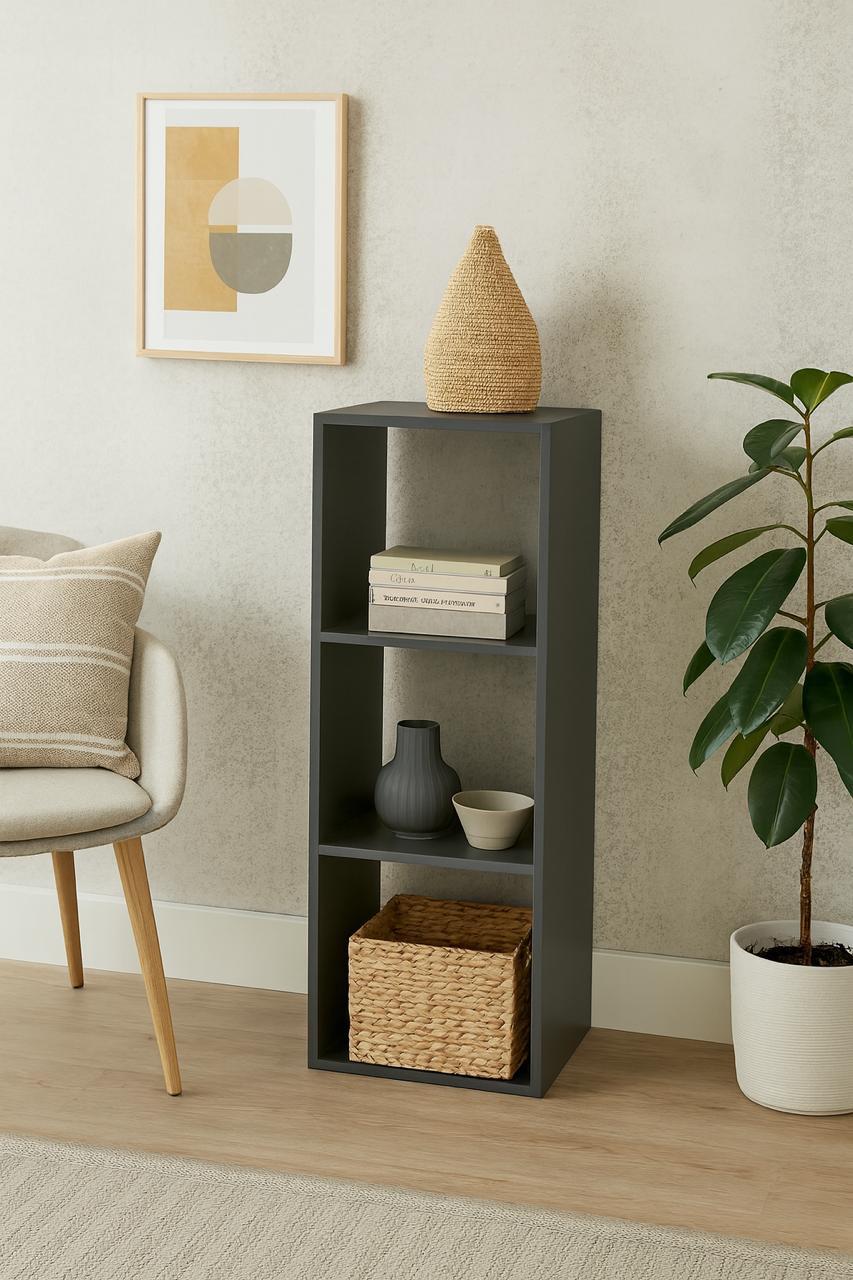 Стелаж настінно-підлоговий модульний MEBLIBUD KUB 3 секції Антрацит (28576895) - фото 2 Стелаж настінно-підлоговий модульний MEBLIBUD KUB 3 секції Антрацит (28576895) - фото 2