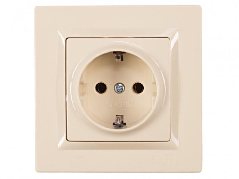 Розетка Luxel Jazz с заземлением Кремовый (9304)