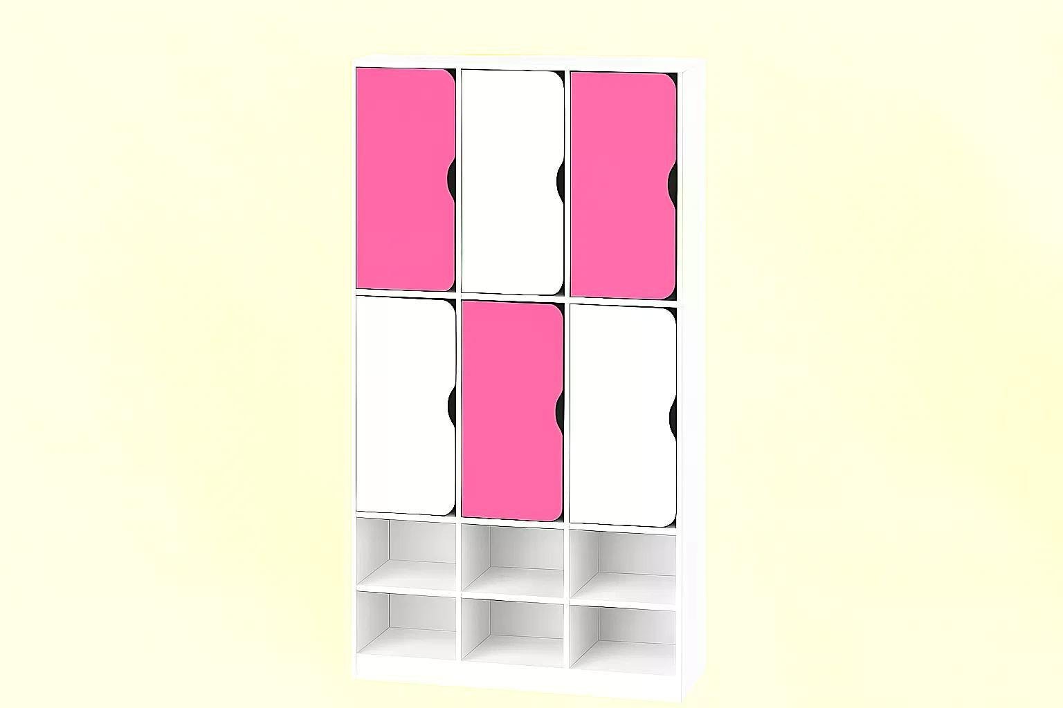 Шкаф для одежды DS-54 6-секций на металлических регулируемых опорах Белый/Розовый