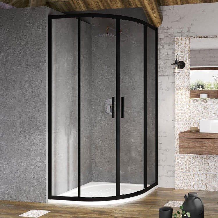 Душевая кабина RAVAK Blix Slim BLSCP4-90 195x90x90 см стекло 6 мм без поддона Черный (X3BM70300Z1)