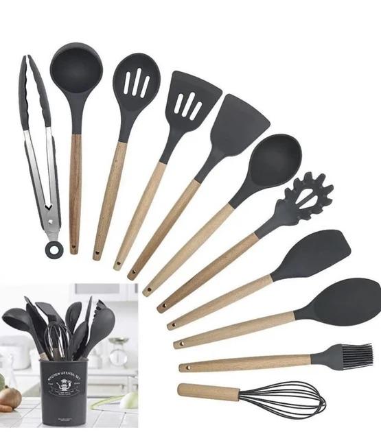 Набір кухонних аксесуарів Good Idea Kitchen stuff силіконовий на підставці 12 предметів Чорний (А36121) - фото 7