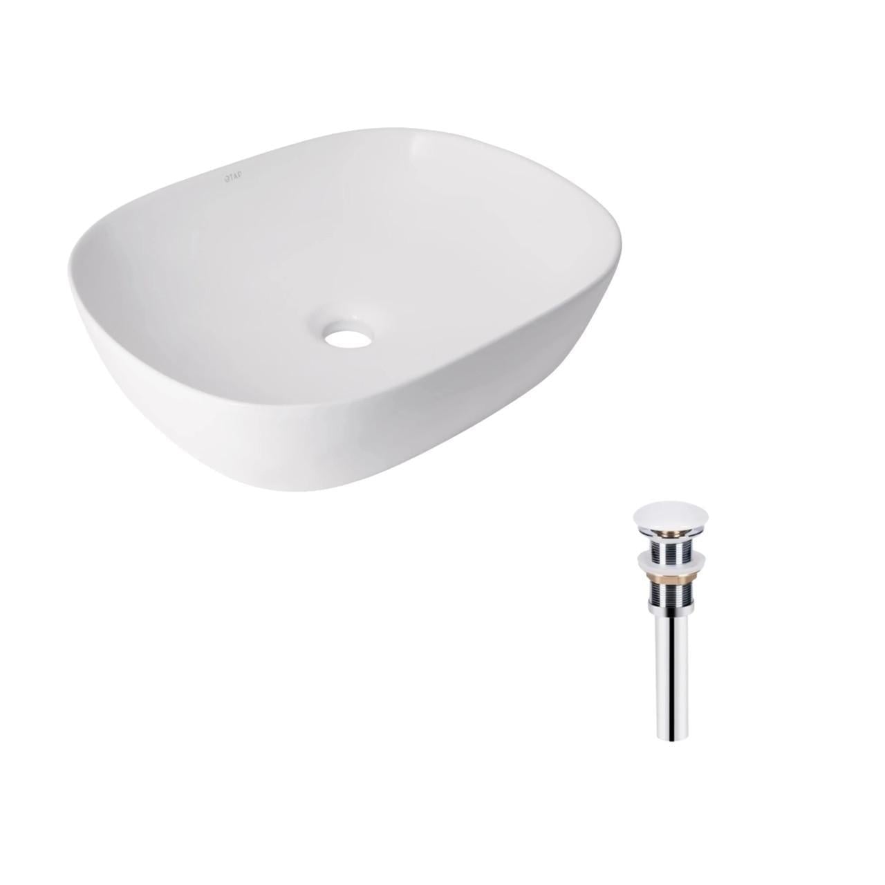 Комплект Qtap Aquarius раковина прямоугольная накладная 470x380x120 мм White и донный клапан PU02 (2611678635)