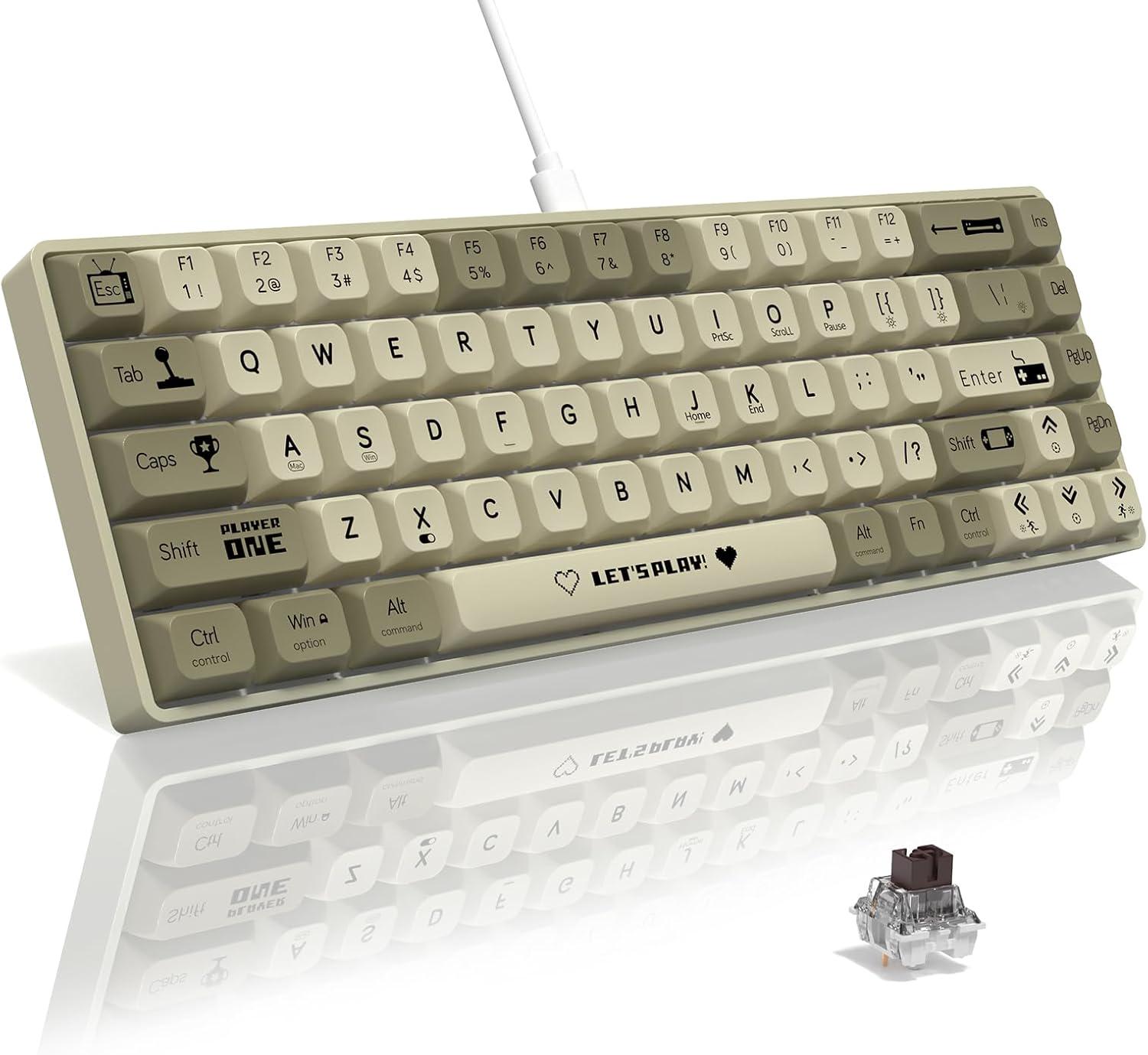 Клавиатура игровая Ajazz AK680 проводная механическая с RGB подсветкой Brown Switch Purple/White