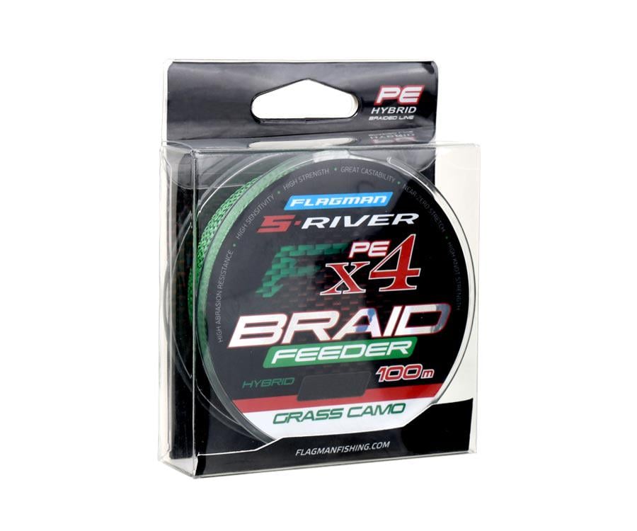Шнур S-RIVER FEEDER BRAID PE Hybrid Х4 Grass Caмo 0,16 мм 10,1 кг 100 м