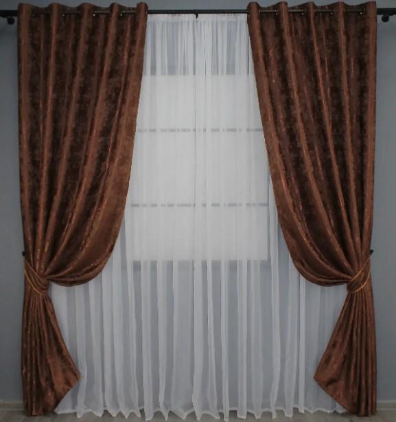 Штори на люверсах жакард Sultan YL 1,5х2,5 м 2 шт. Коричнево-бордовий (1204ш 37-0063) - фото 1 Штори на люверсах жакард Sultan YL 1,5х2,5 м 2 шт. Коричнево-бордовий (1204ш 37-0063) - фото 1