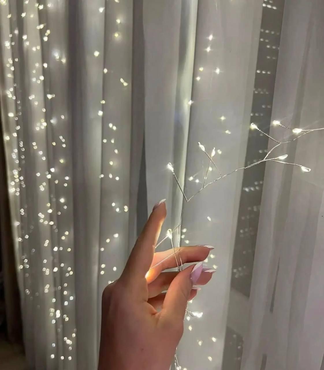 Гірлянда Штора Роса 3x3 м 900 LED Білий теплий/Срібний дріт (46576879) - фото 2