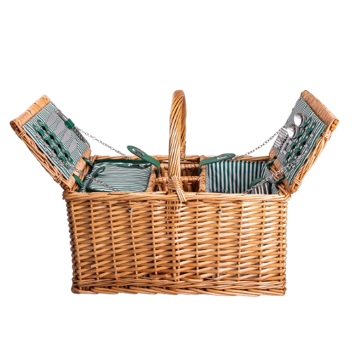 Корзина плетеная для пикника HP-ZQ-3 с посудой на 4 персоны 48х33х43 см (6848)
