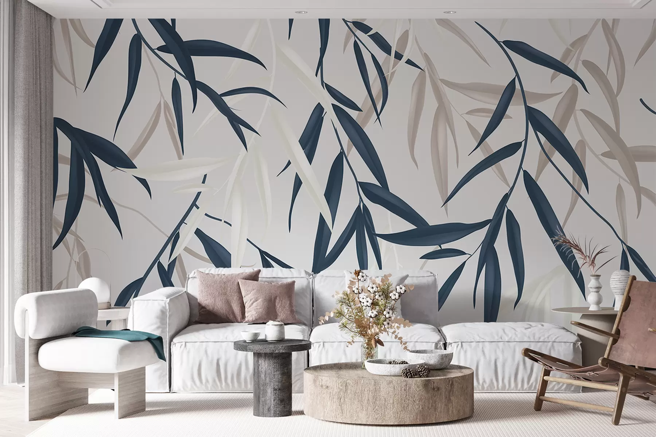 Фотообои флизелиновые Styleo Вербные листья u97022 400х250 см Разноцветный